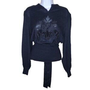 Vintage 80s Bonnie Boerer Taper Waist Fleur De Lis Sweater Womens Size M Black